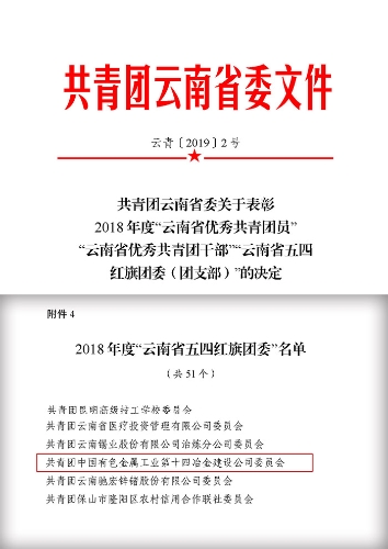s关于表彰2018年度“云南省优秀共青团员” “云南省优秀共青团干部”“云南省五四红旗团委（团支部）”的决定